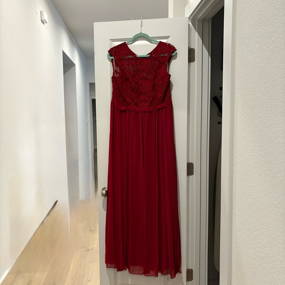 Red lace formal elegant party dress size L